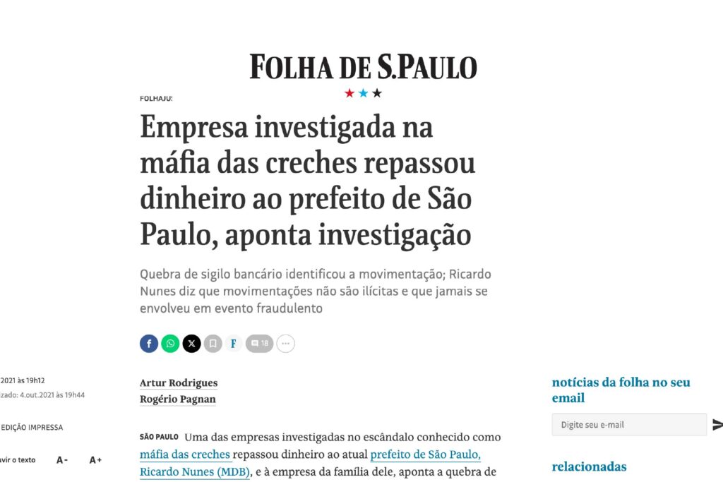 Empresa investigada na máfia das creches repassou dinheiro ao prefeito de São Paulo, aponta investigação