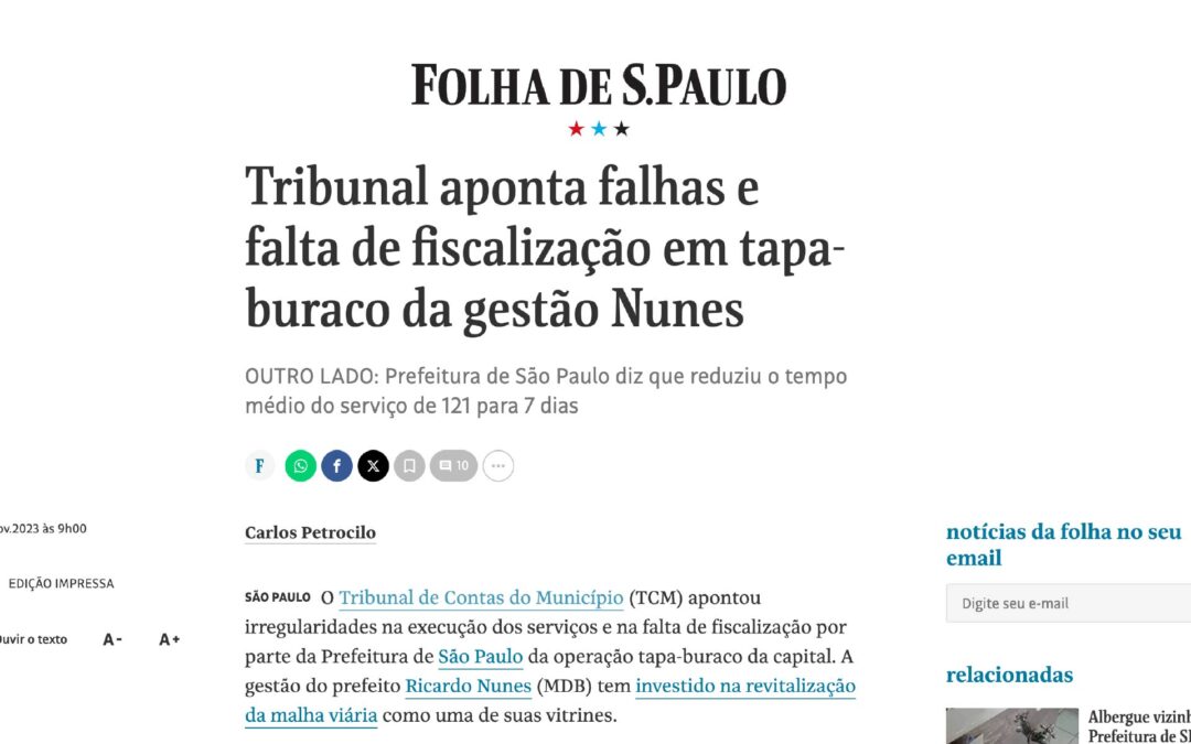 Tribunal aponta falhas em tapa-buraco da gestão Nunes