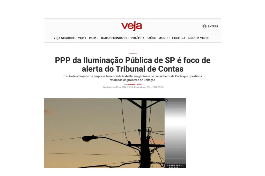 PPP da Iluminação Pública de SP é foco de alerta do Tribunal de Contas