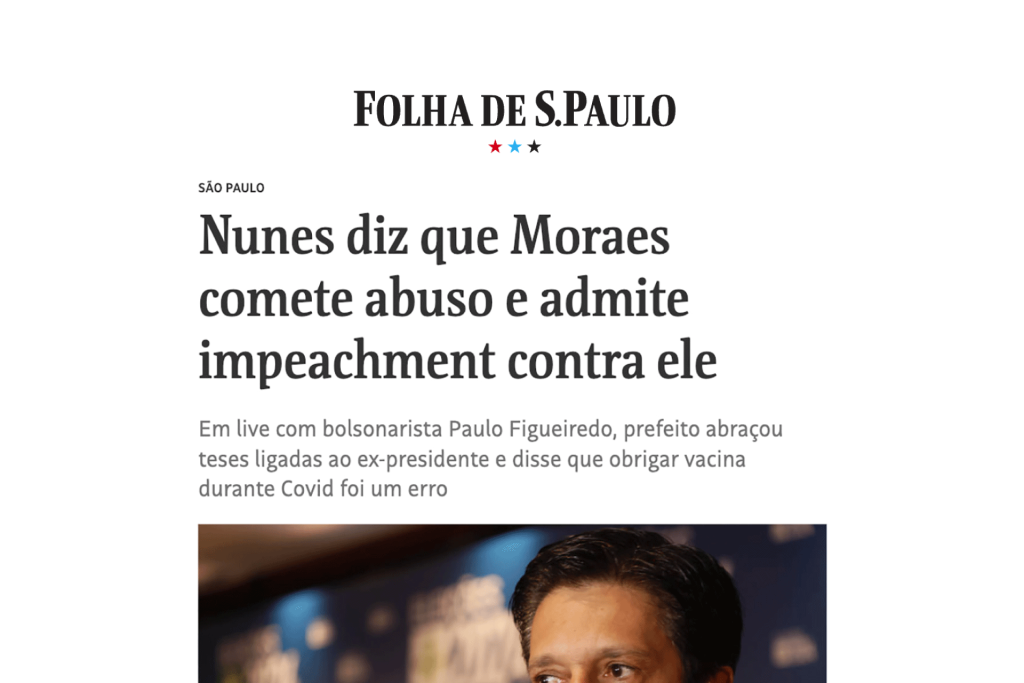 Nunes diz que Moraes comete abuso e admite impeachment contra ele