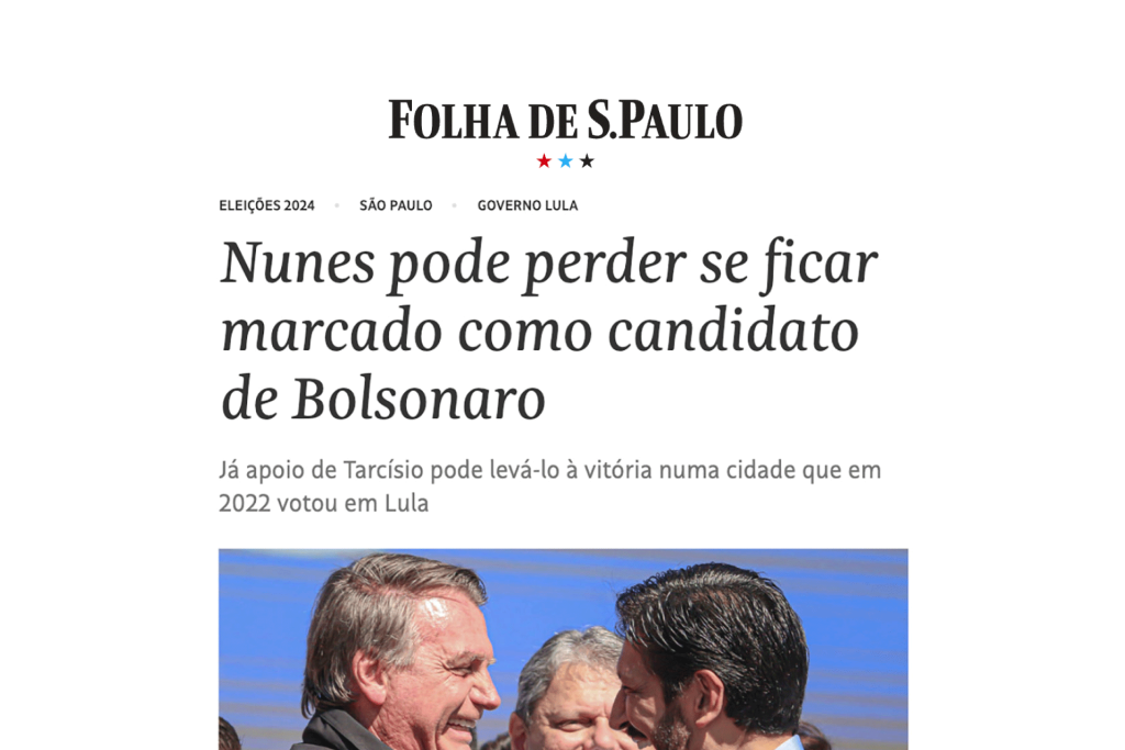 Nunes pode perder se ficar marcado como candidato de Bolsonaro