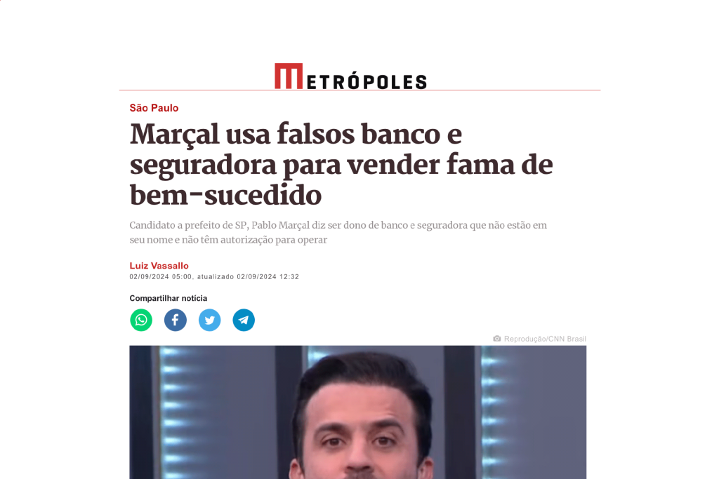 Marçal usa falsos banco e seguradora para vender fama de bem-sucedido