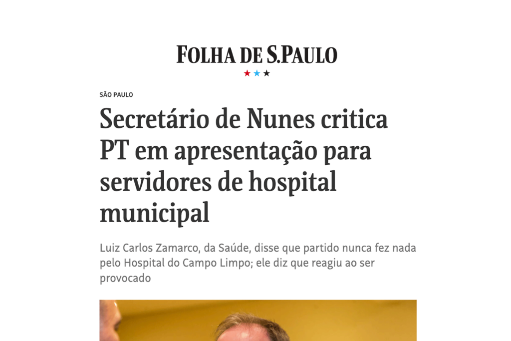 Secretário de Nunes critica PT em apresentação para servidores de hospital municipal