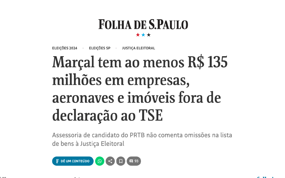 Marçal tem ao menos R$ 135 milhões em empresas, aeronaves e imóveis fora de declaração ao TSE