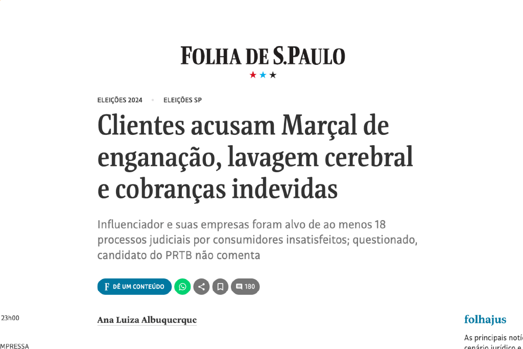 Clientes acusam Marçal de enganação, lavagem cerebral e cobranças indevidas