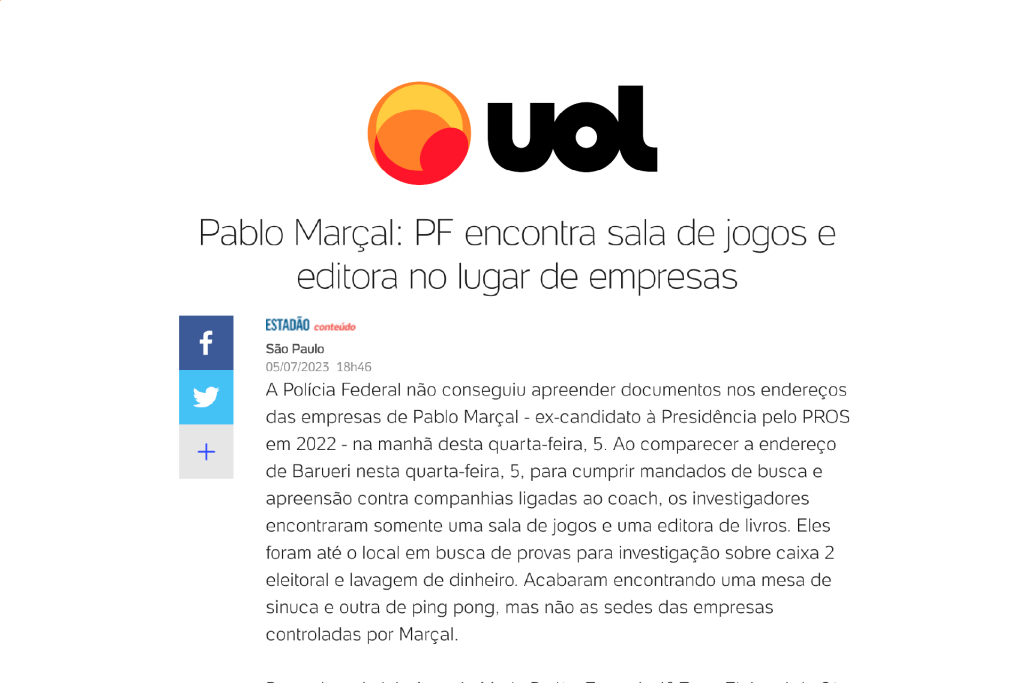 Pablo Marçal: PF encontra sala de jogos e editora no lugar de empresas