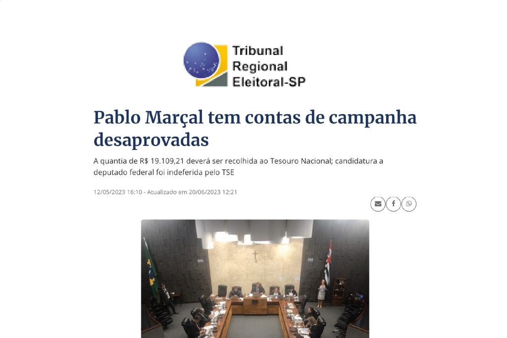 Pablo Marçal tem contas de campanha desaprovadas