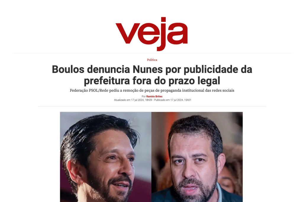 Boulos denuncia Nunes por publicidade da prefeitura fora do prazo legal