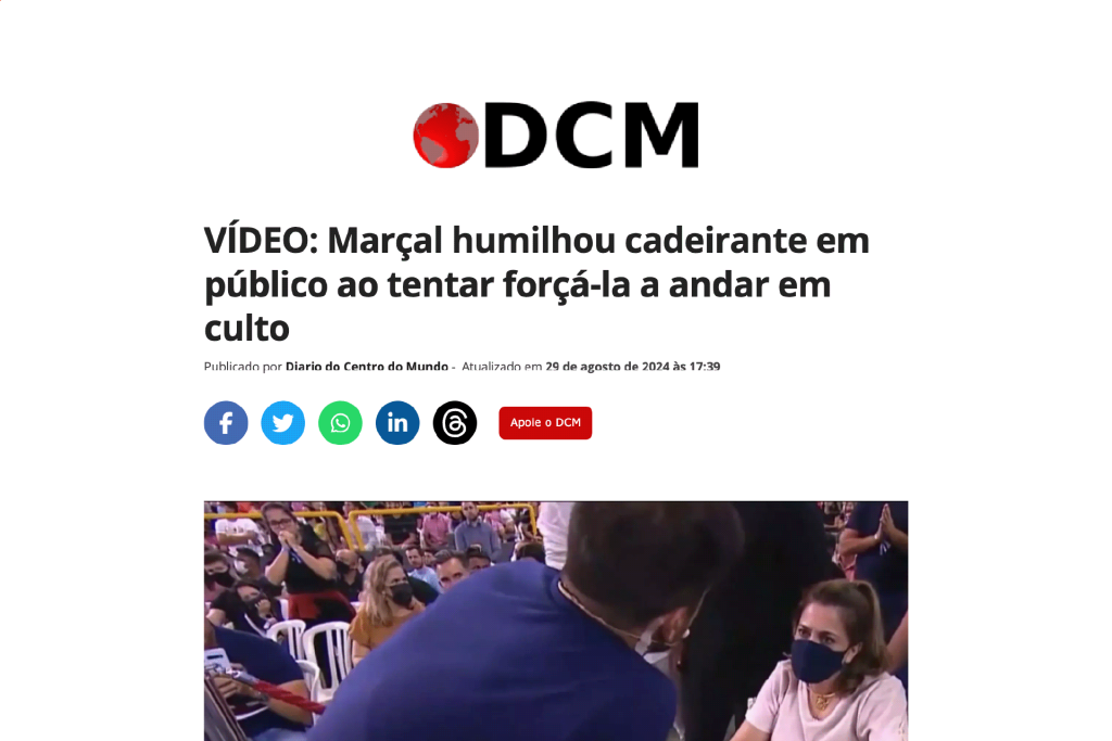 VÍDEO: Marçal humilhou cadeirante em público ao tentar forçá-la a andar em culto