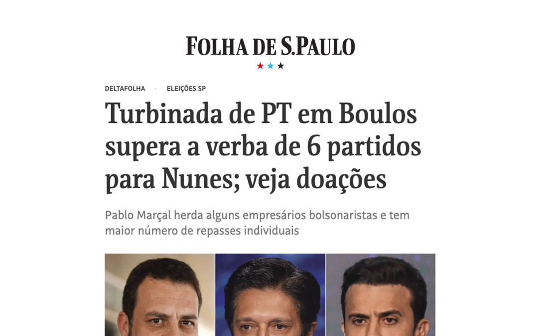 Turbinada de PT em Boulos supera a verba de 6 partidos para Nunes; veja doações