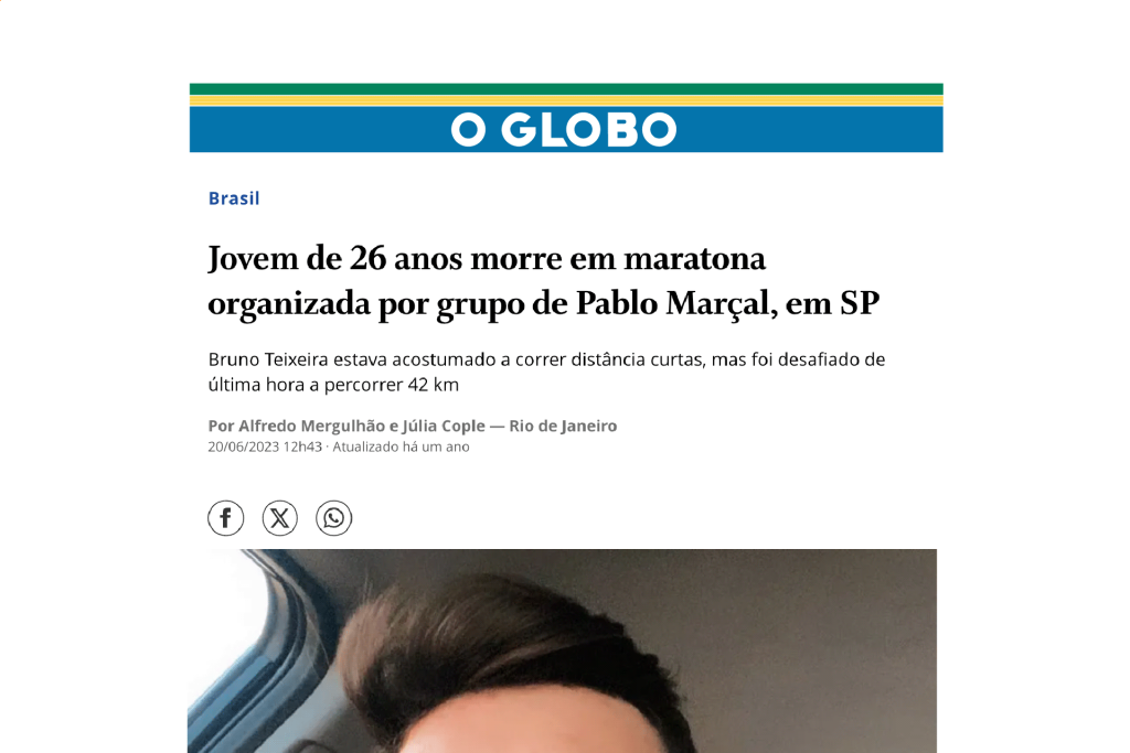 Jovem de 26 anos morre em maratona organizada por grupo de Pablo Marçal, em SP