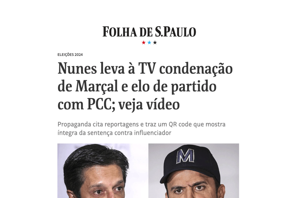 Nunes leva à TV condenação de Marçal e elo de partido com PCC; veja vídeo