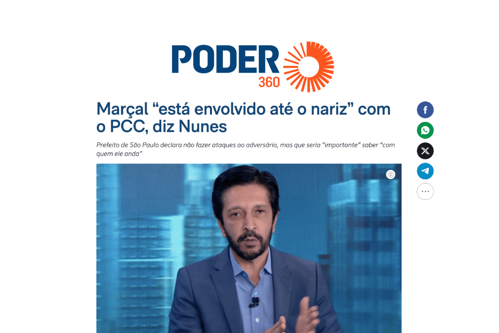 Marçal “está envolvido até o nariz” com o PCC, diz Nunes…