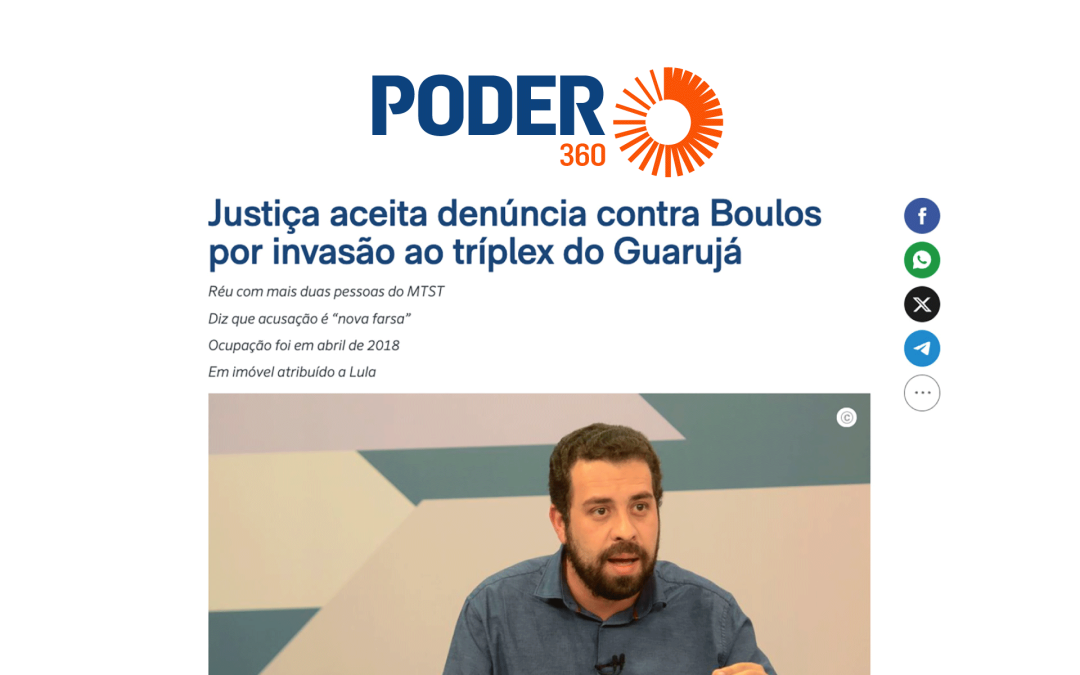 Justiça aceita denúncia contra Boulos por invasão ao tríplex do Guarujá