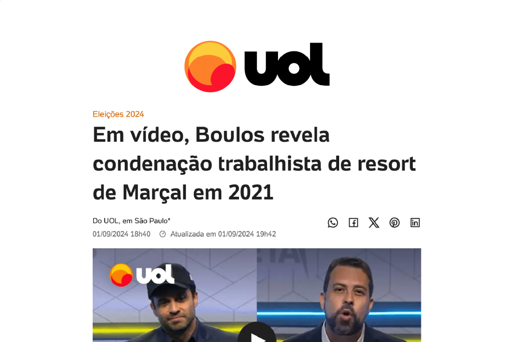 Em vídeo, Boulos revela condenação trabalhista de resort de Marçal em 2021