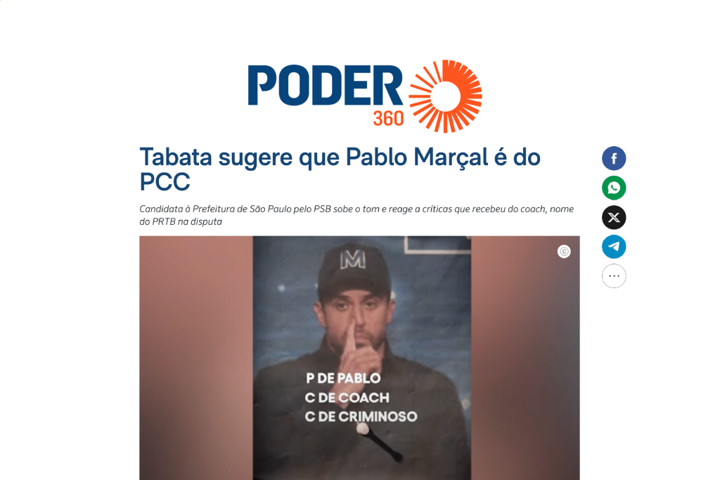 Tabata sugere que Pablo Marçal é do PCC…