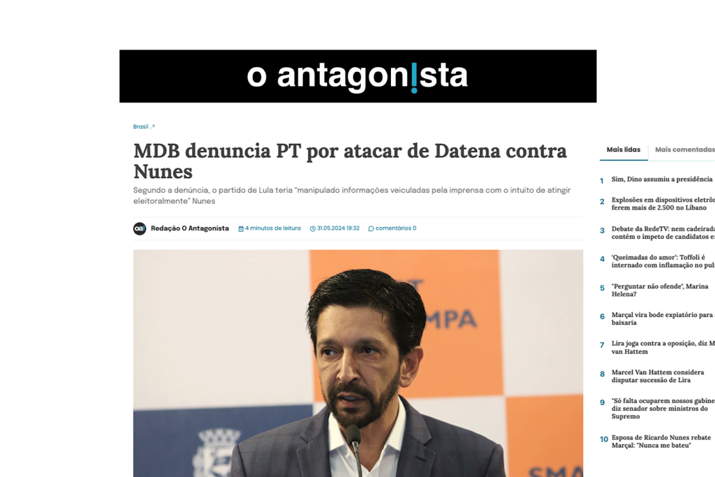 MDB denuncia PT por atacar de Datena contra Nunes