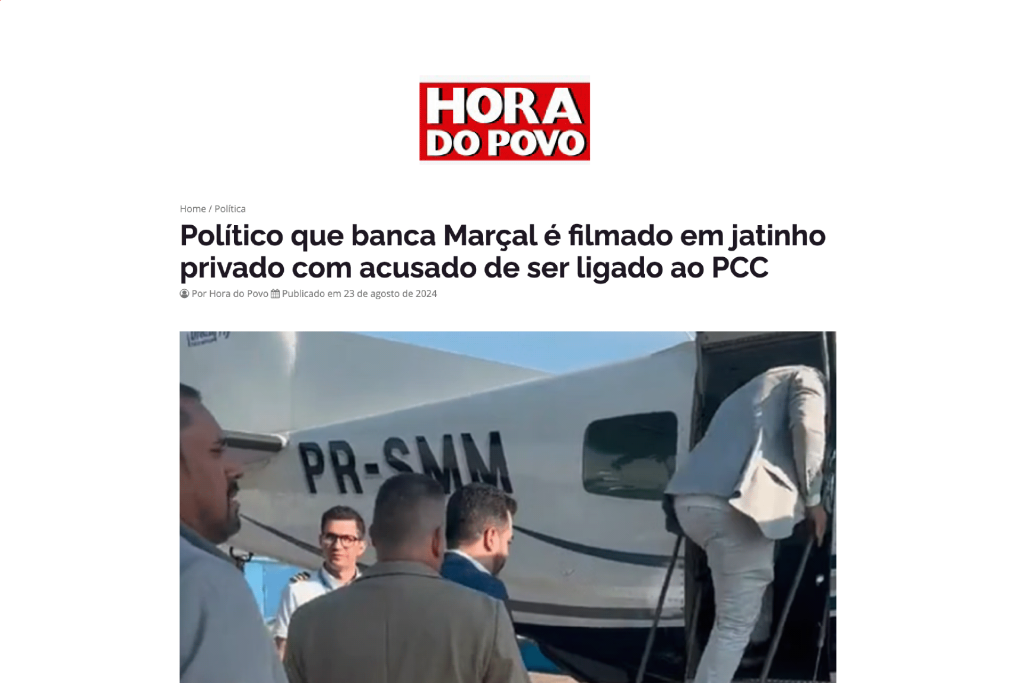 Político que banca Marçal é filmado em jatinho privado com acusado de ser ligado ao PCC