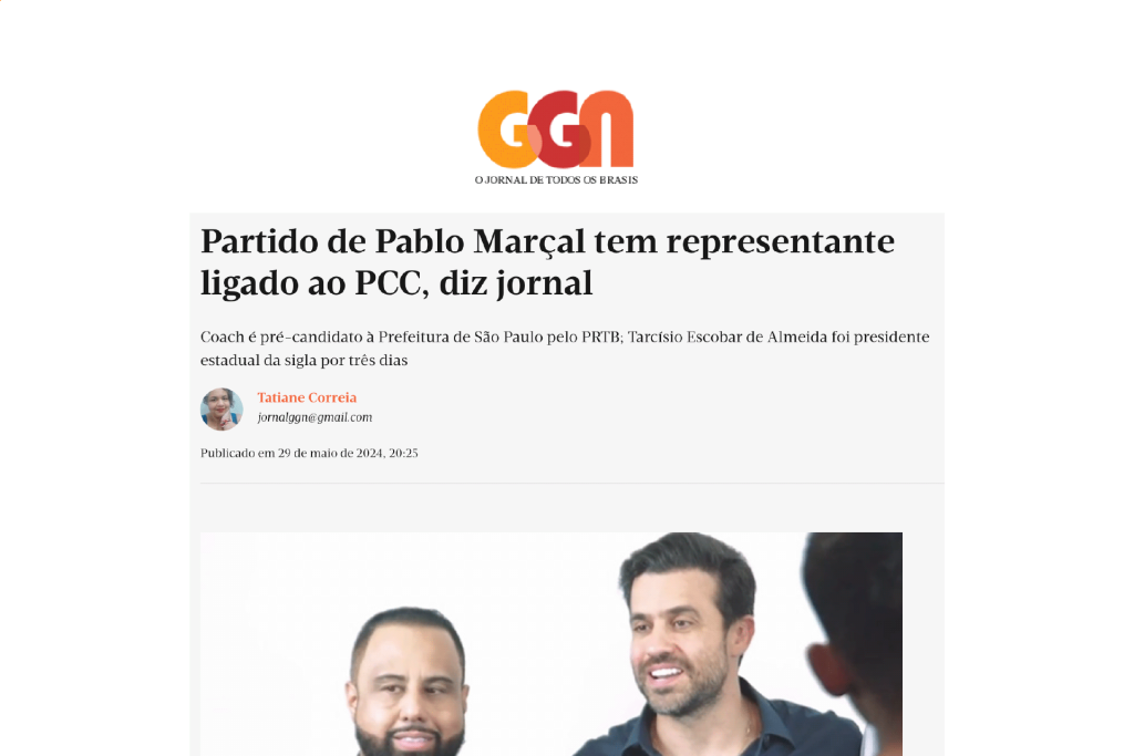 Partido de Pablo Marçal tem representante ligado ao PCC, diz jornal